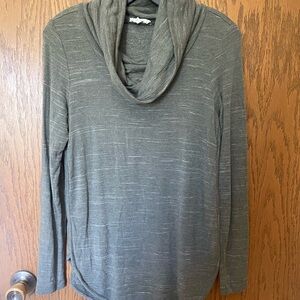 LOFT Green Long Sleeve Cowl Neck Shirt